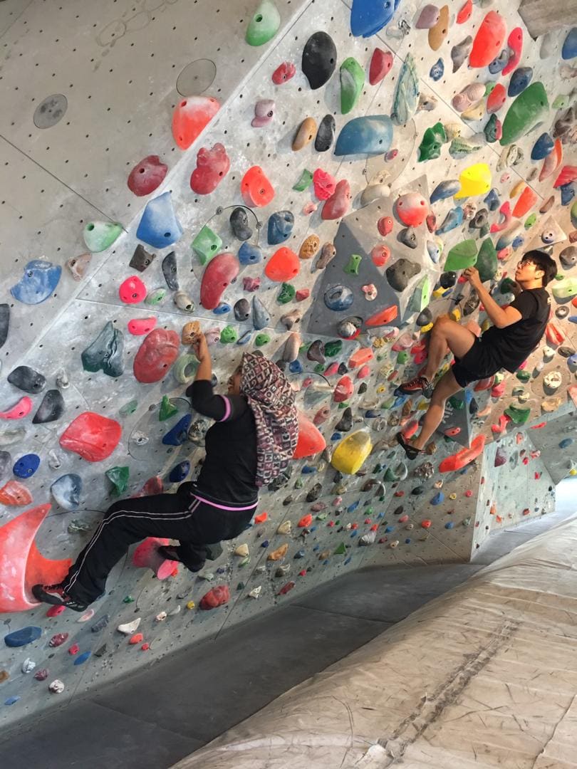 Bouldering with colleagues